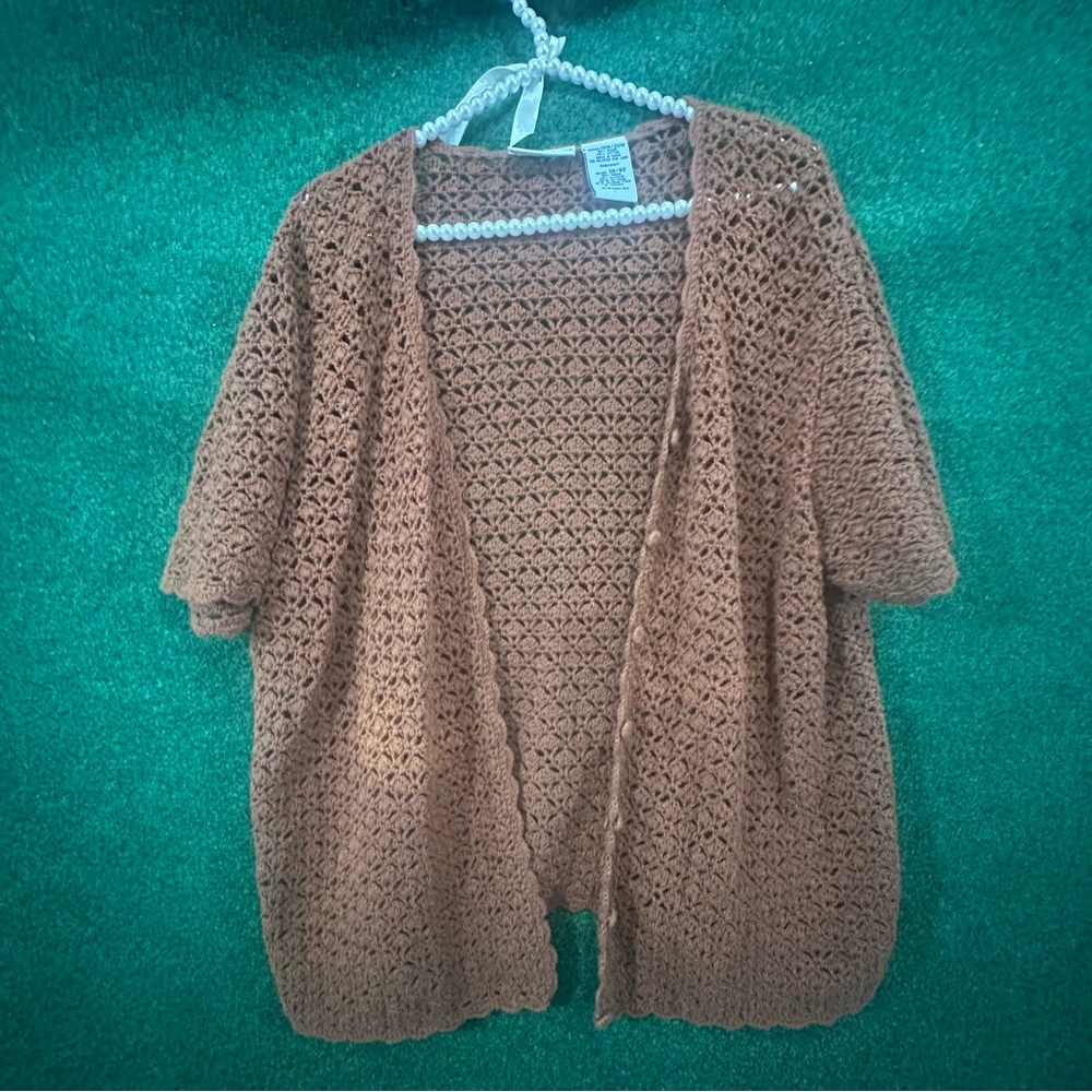 White Stag Brown Crochet Cardigan
